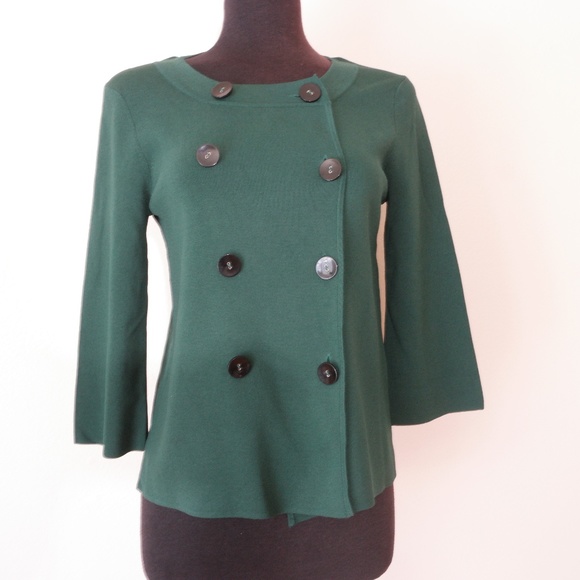 Kenar Sweaters - Kenar Forest Green Double Breasted Cardigan